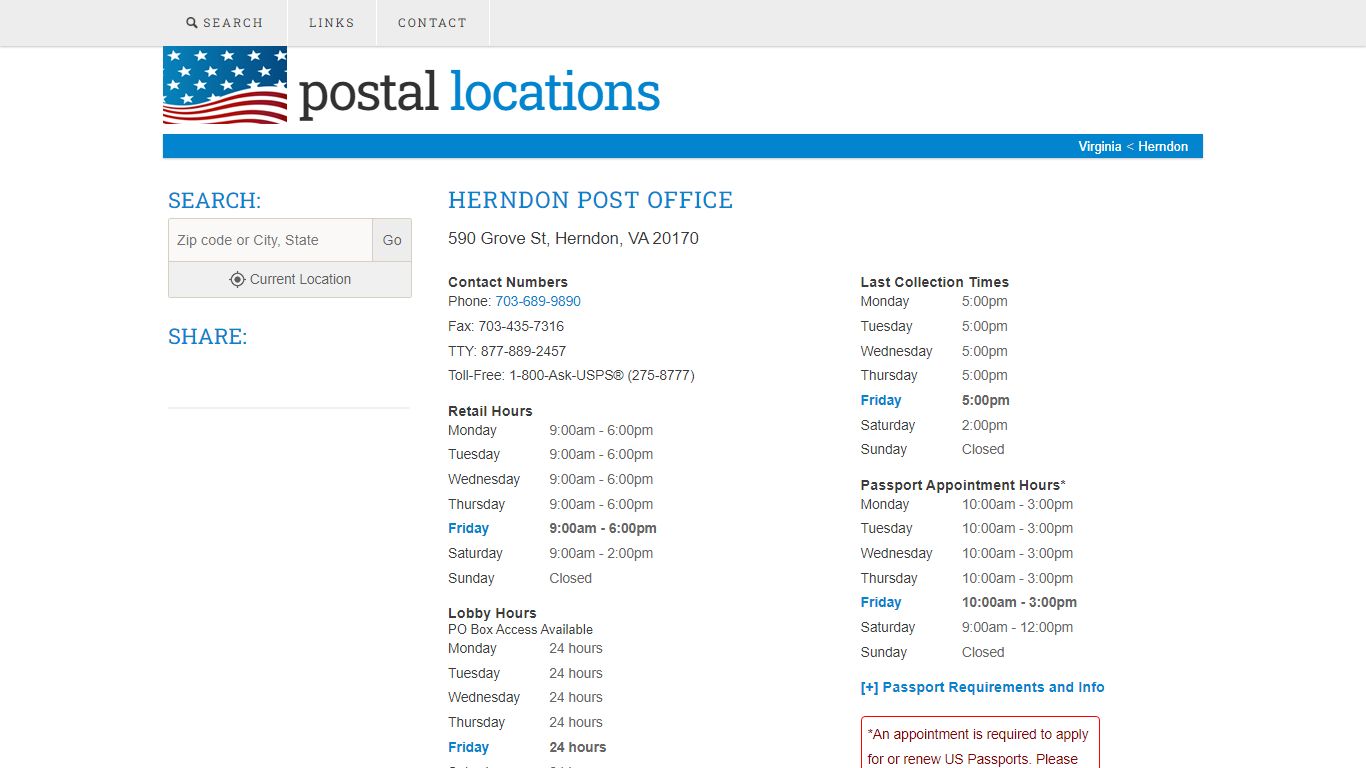 Post Office in Herndon, VA - Hours and Location - Postal Locations